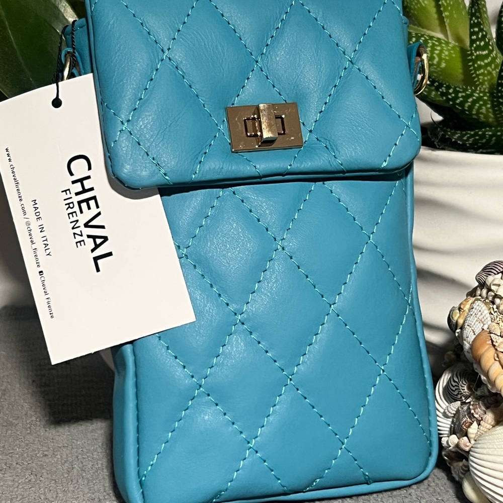 Turquoise Quilted Crossbody Bag